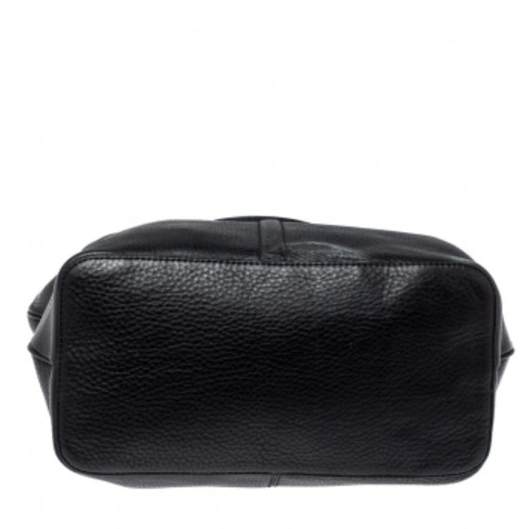 Cole Haan Black Grained Soft Leather Tote For Sale 3
