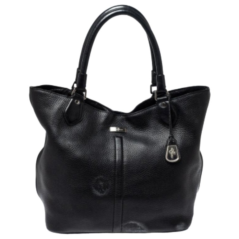 Cole Haan Schwarze Tragetasche aus weichem genarbtem Leder
