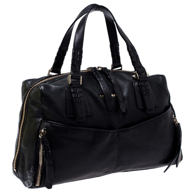 Cole Haan Black Leather Front Pocket Satchel In Fair Condition In Dubai, Al Qouz 2