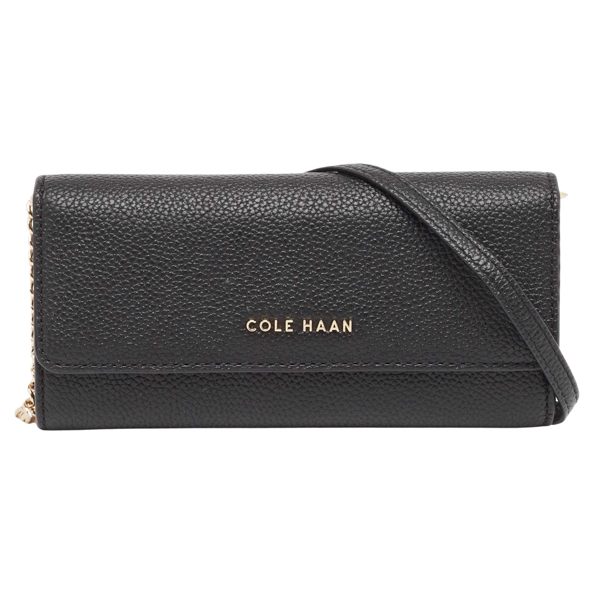 Cole Haan Black Leather Grand Series Wallet On Chain For Sale