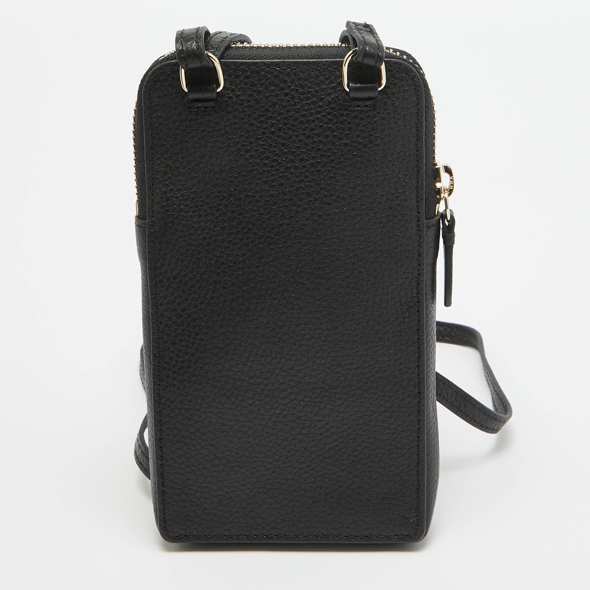 Women's Cole Haan Black Leather Phone Holder Crossbody Bag For Sale
