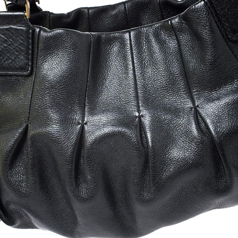 Cole Haan Black Pleated  Leather Tassel Hobo 1