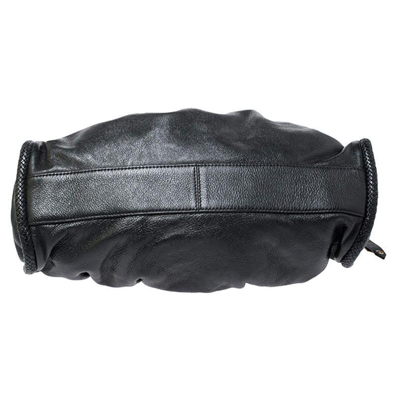 Cole Haan Black Pleated  Leather Tassel Hobo 2