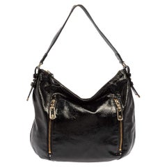 Cole Haan Black Textured Patent Leather Hobo
