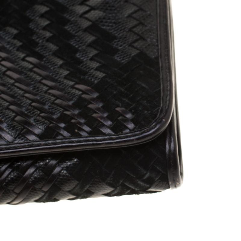 Cole Haan Black Woven Leather and Suede Clutch 2