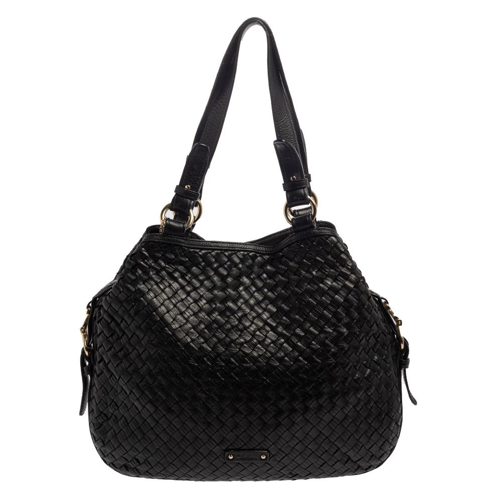 Cole Haan Black Woven Leather Tote 1