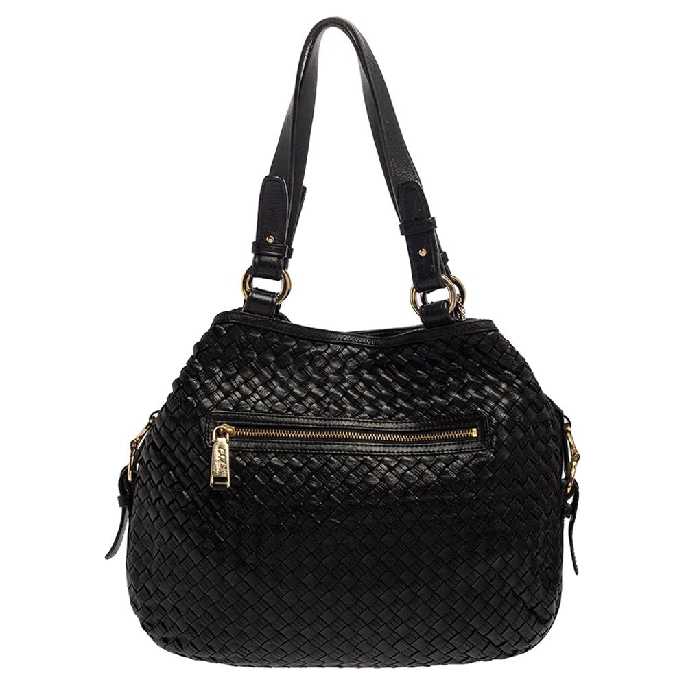 Cole Haan Black Woven Leather Tote