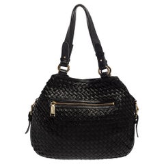 Used Cole Haan Black Woven Leather Tote