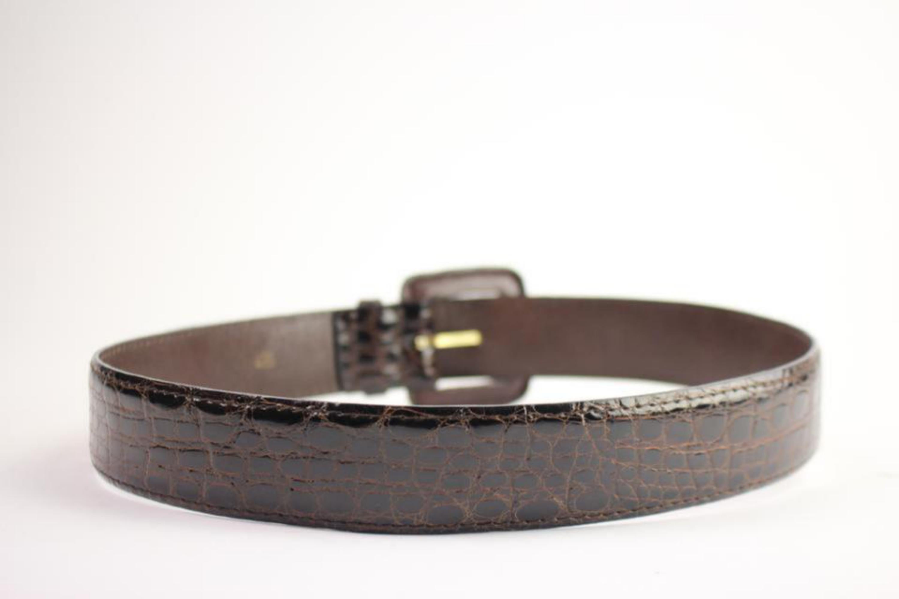 Cole Haan Brown Crocodile 84cha104 Belt For Sale 2