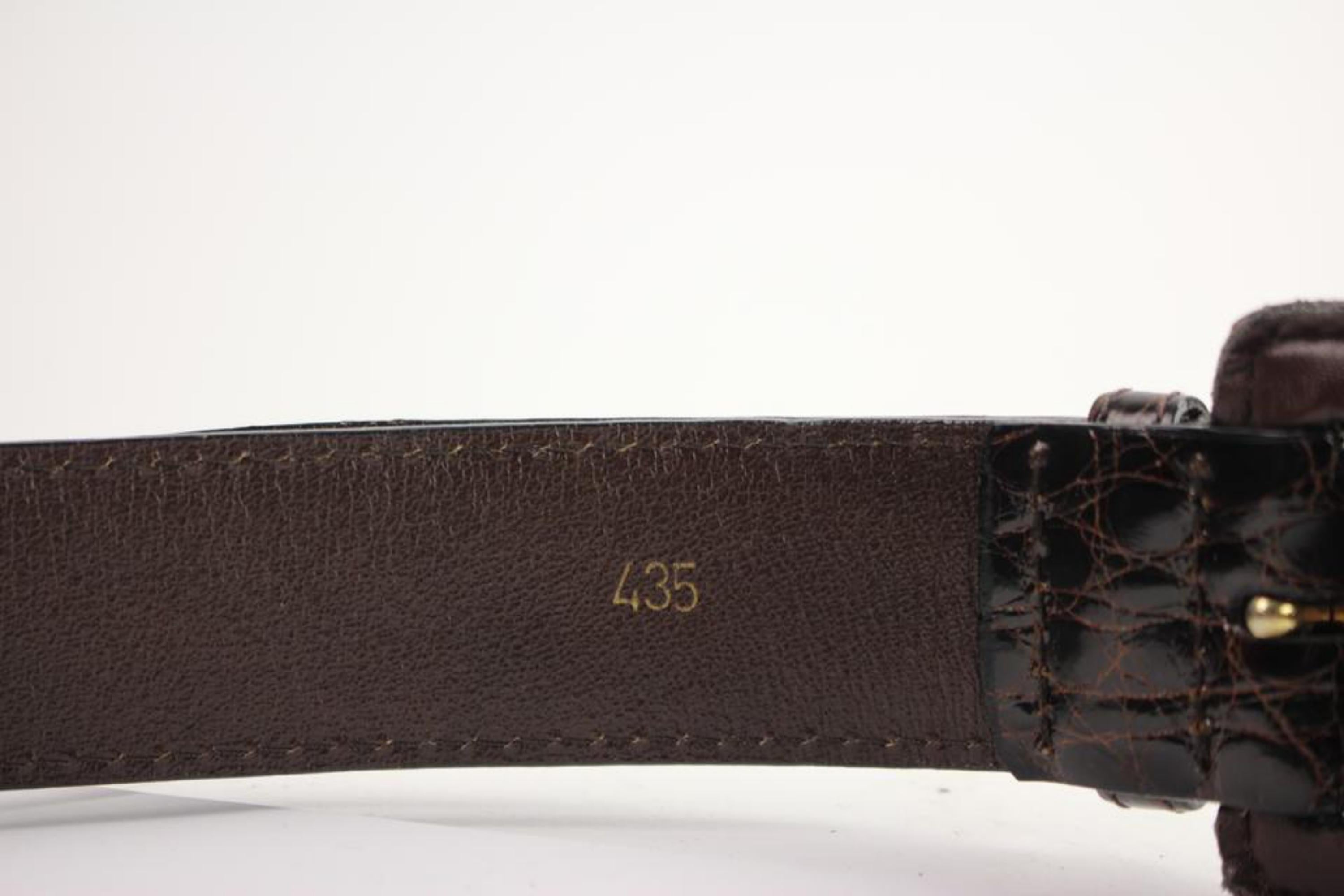 Cole Haan Brown Crocodile 84cha104 Belt In Fair Condition For Sale In Forest Hills, NY