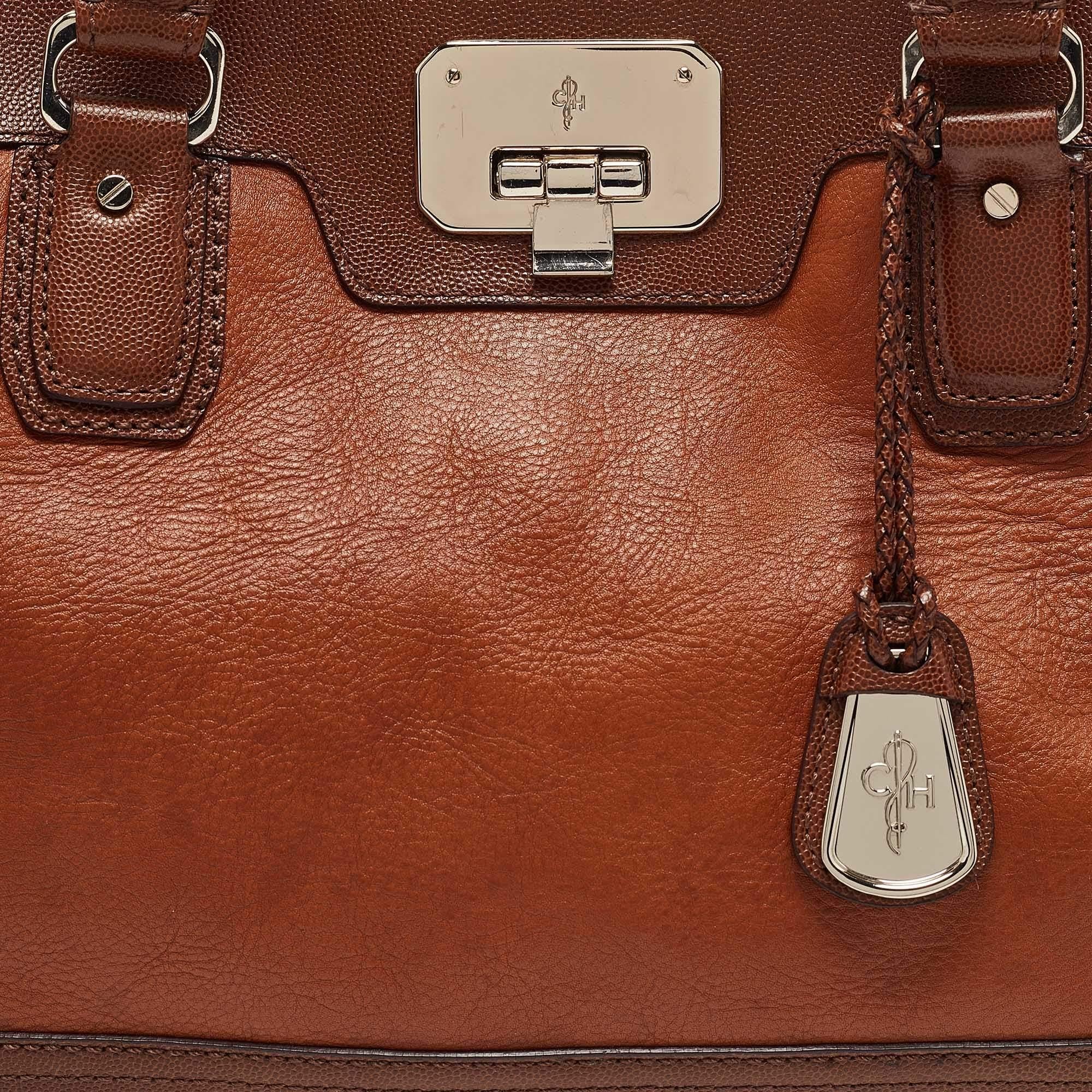 Cole Haan Brown Leather Vintage Valise Novelty Kendra Tote 1