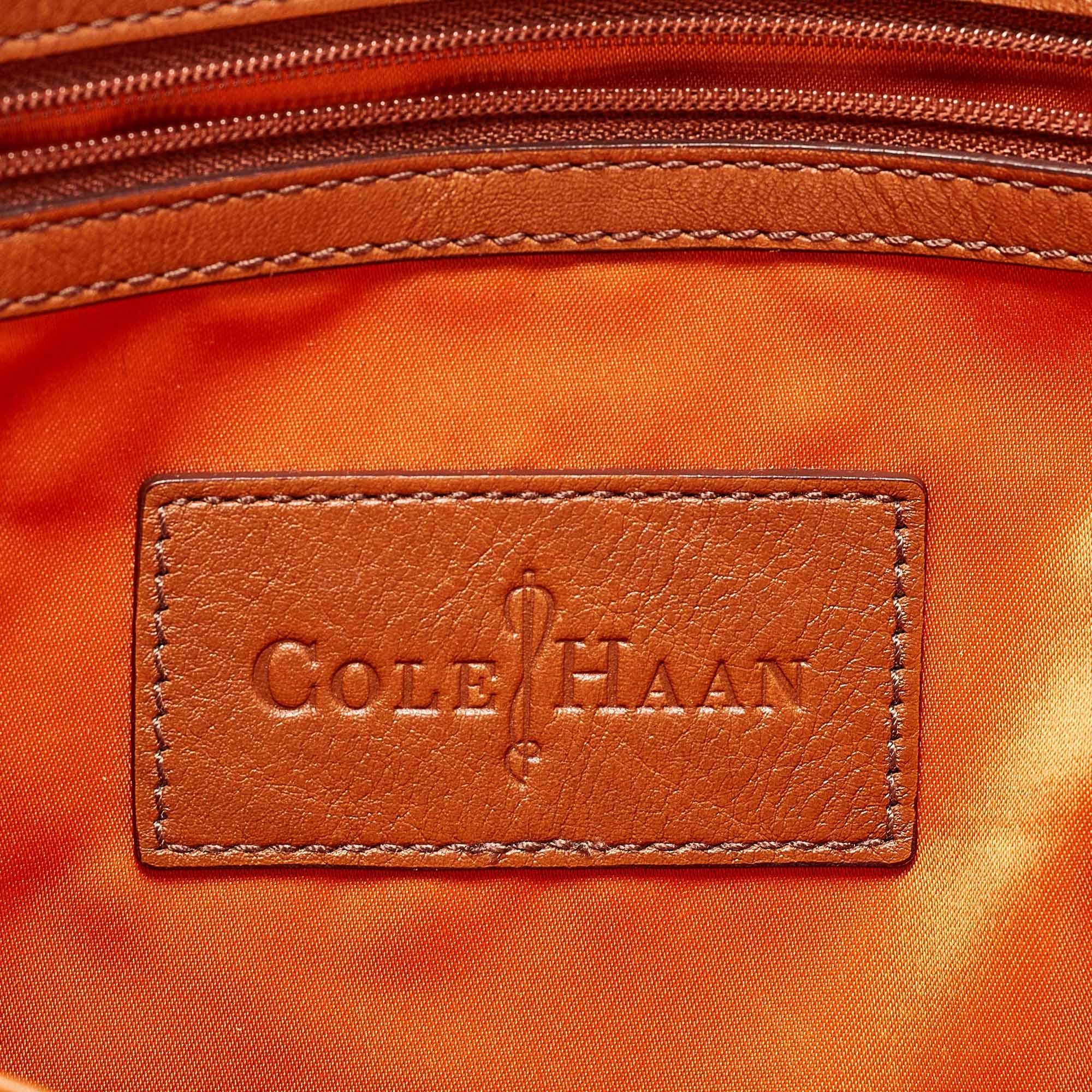 Cole Haan Brown Leather Vintage Valise Novelty Kendra Tote 4