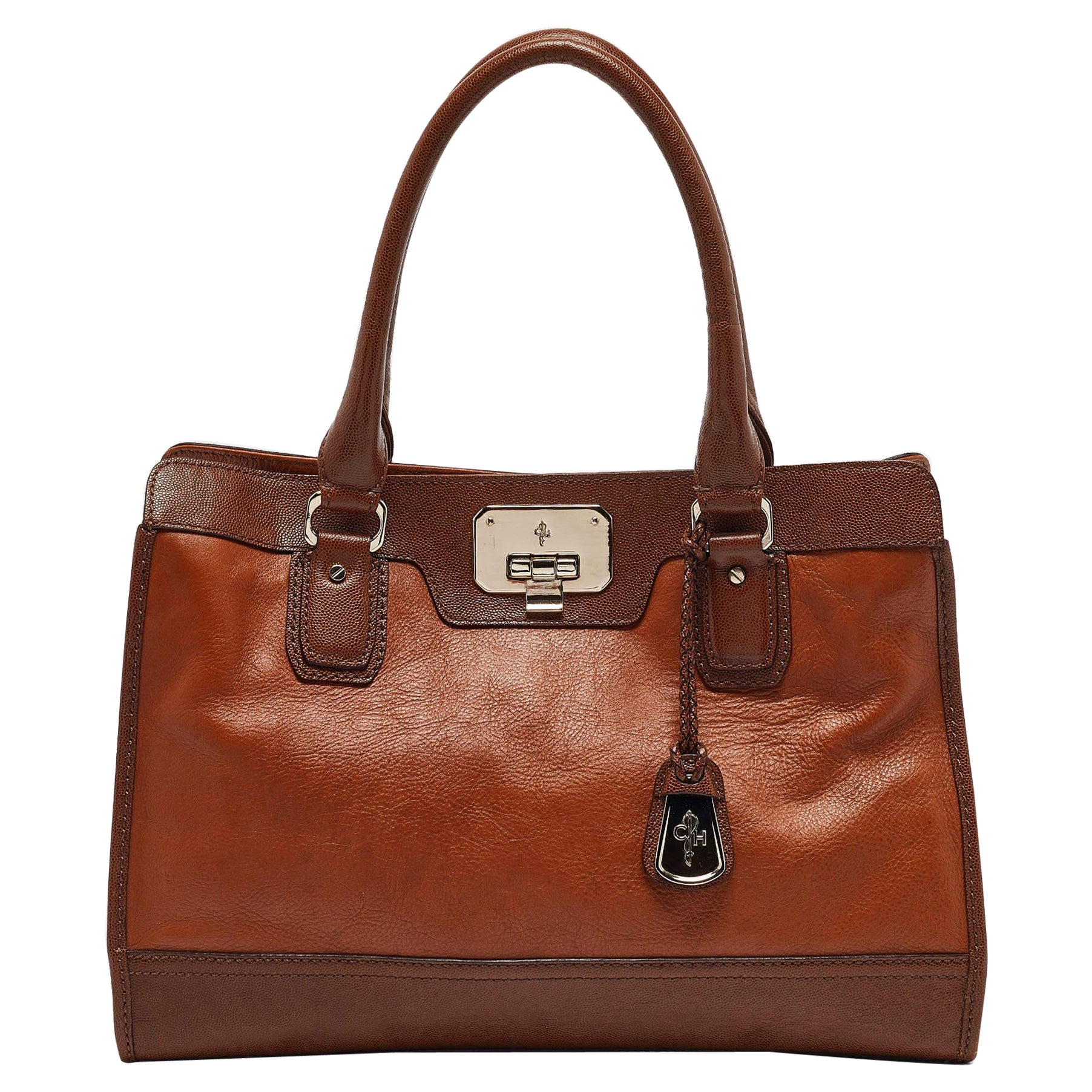 Cole Haan Brown Leather Vintage Valise Novelty Kendra Tote