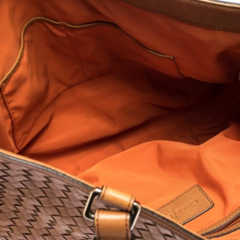 Cole Haan Braun gewebte Leder-Tote Damen im Angebot