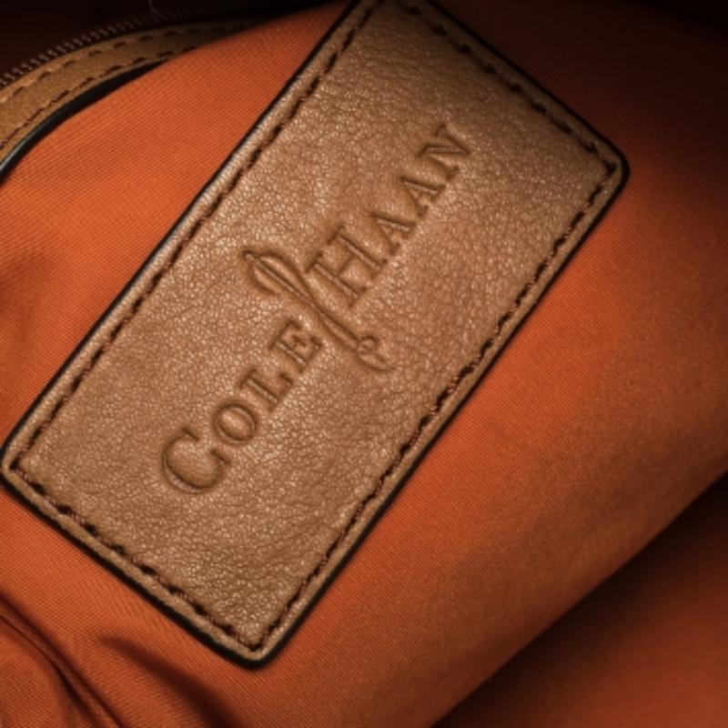 Cole Haan Braun gewebte Leder-Tote im Angebot 1