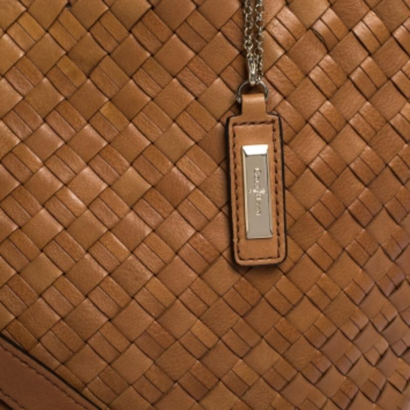 Cole Haan Braun gewebte Leder-Tote im Angebot 3