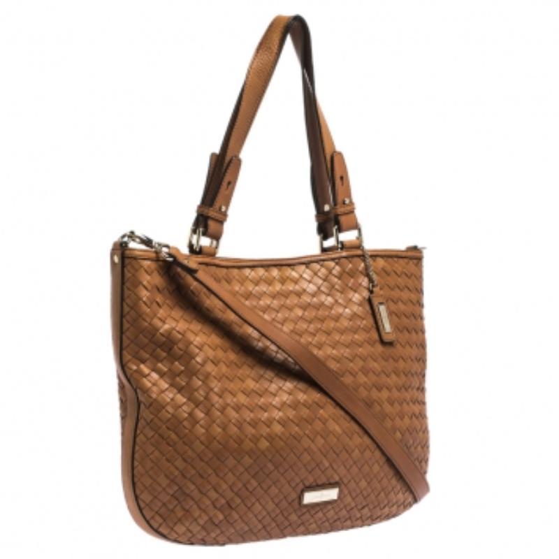 Cole Haan Braun gewebte Leder-Tote im Angebot 4