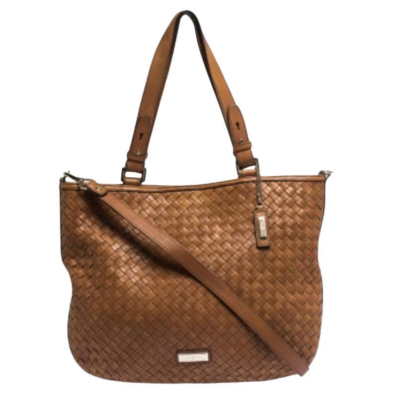 Cole Haan Braun gewebte Leder-Tote im Angebot