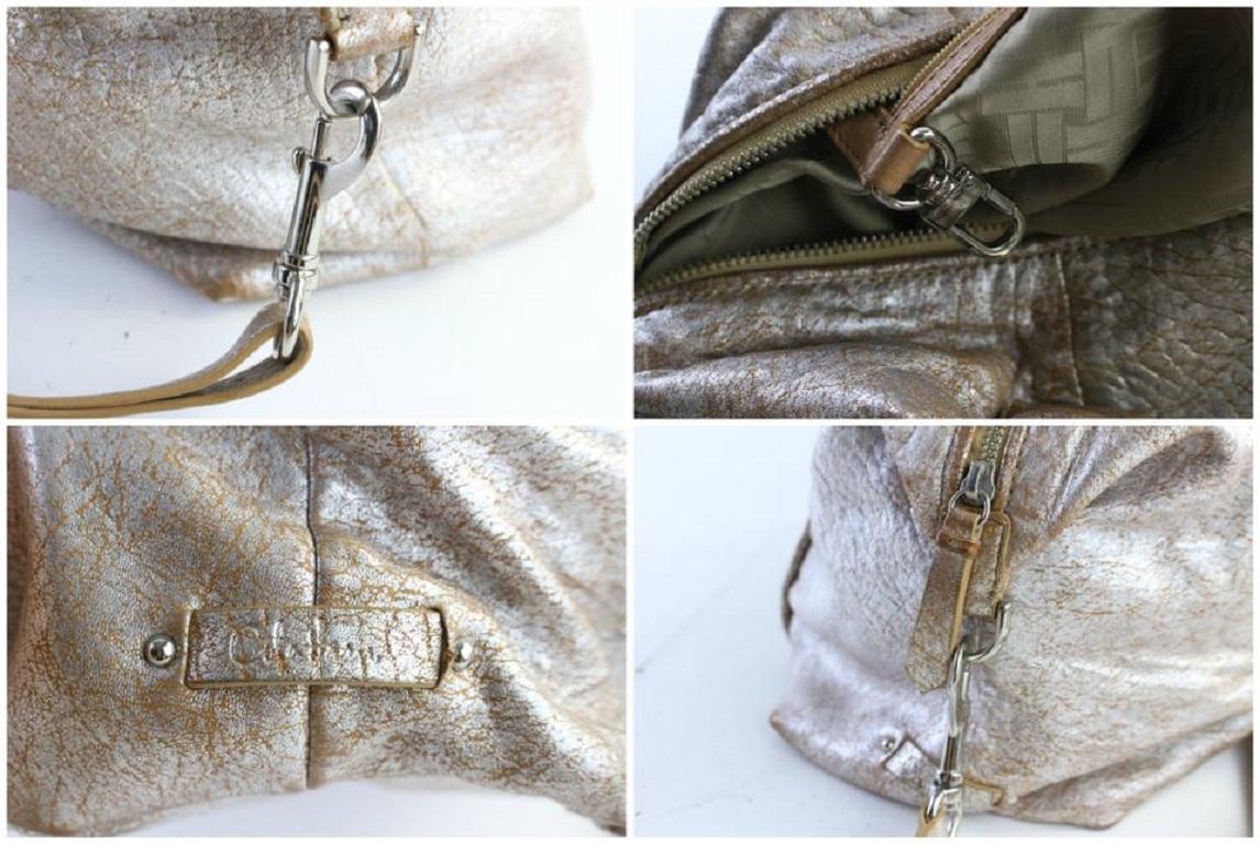 Cole Haan Duffle Aged Metallic 2way Boston 4mz0626 Silver Leather Weekend/Travel In Good Condition In Dix hills, NY