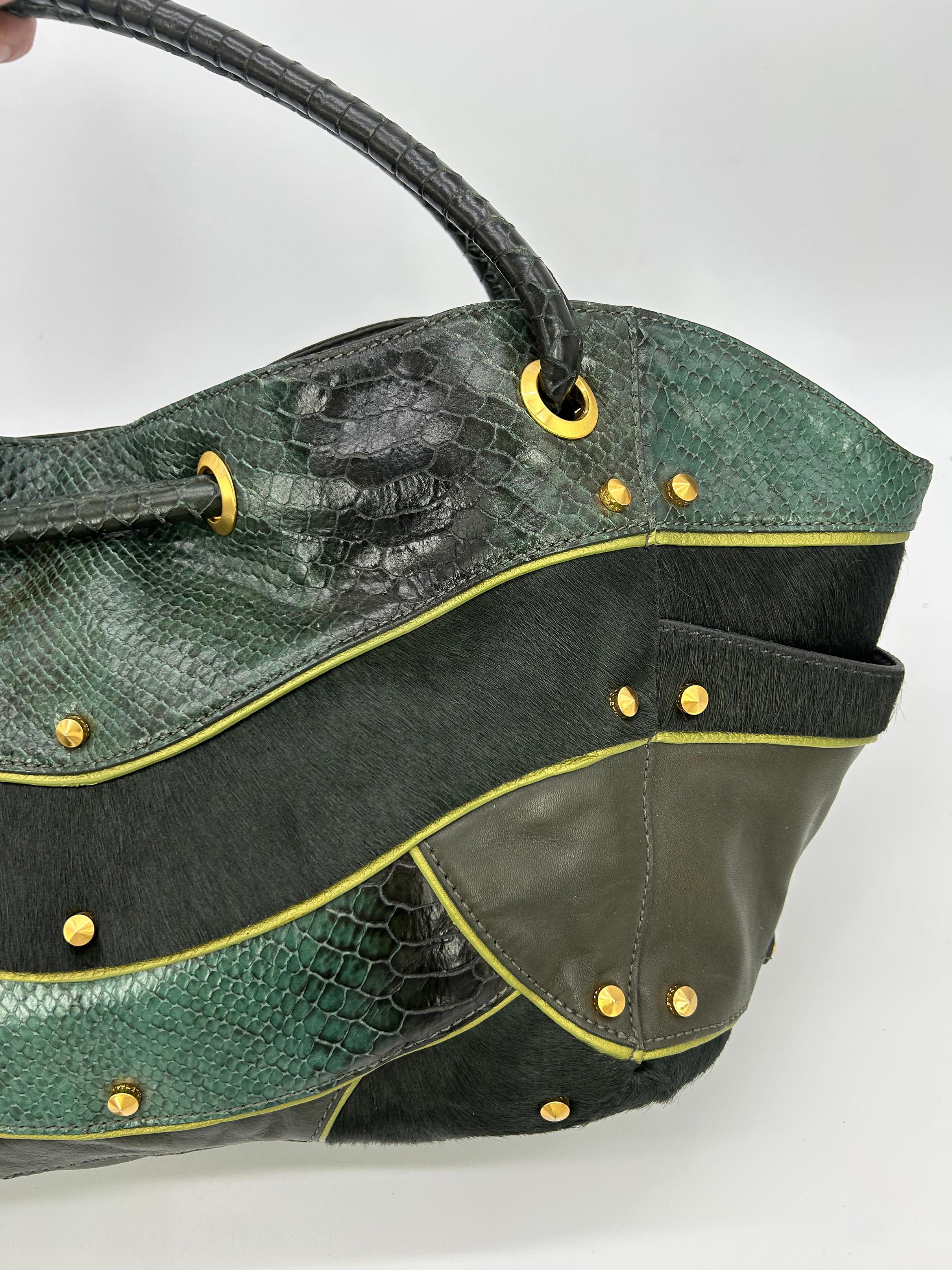 Cole Haan Goldfish Bag Vintage Pony Hair Python Leather Tote c2000s For Sale 5