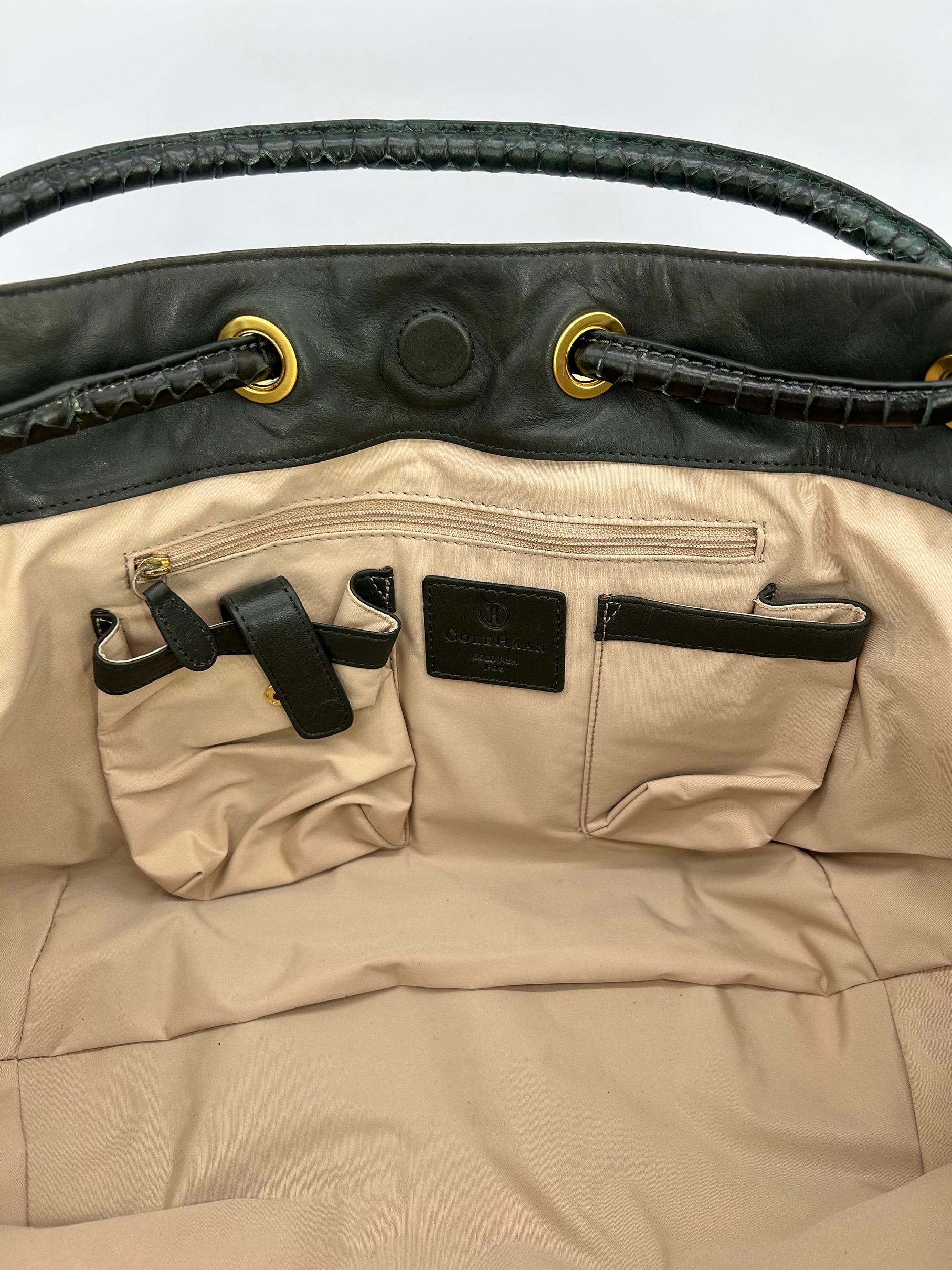 Cole Haan Goldfish Bag Vintage Pony Hair Python Leather Tote c2000s For Sale 8
