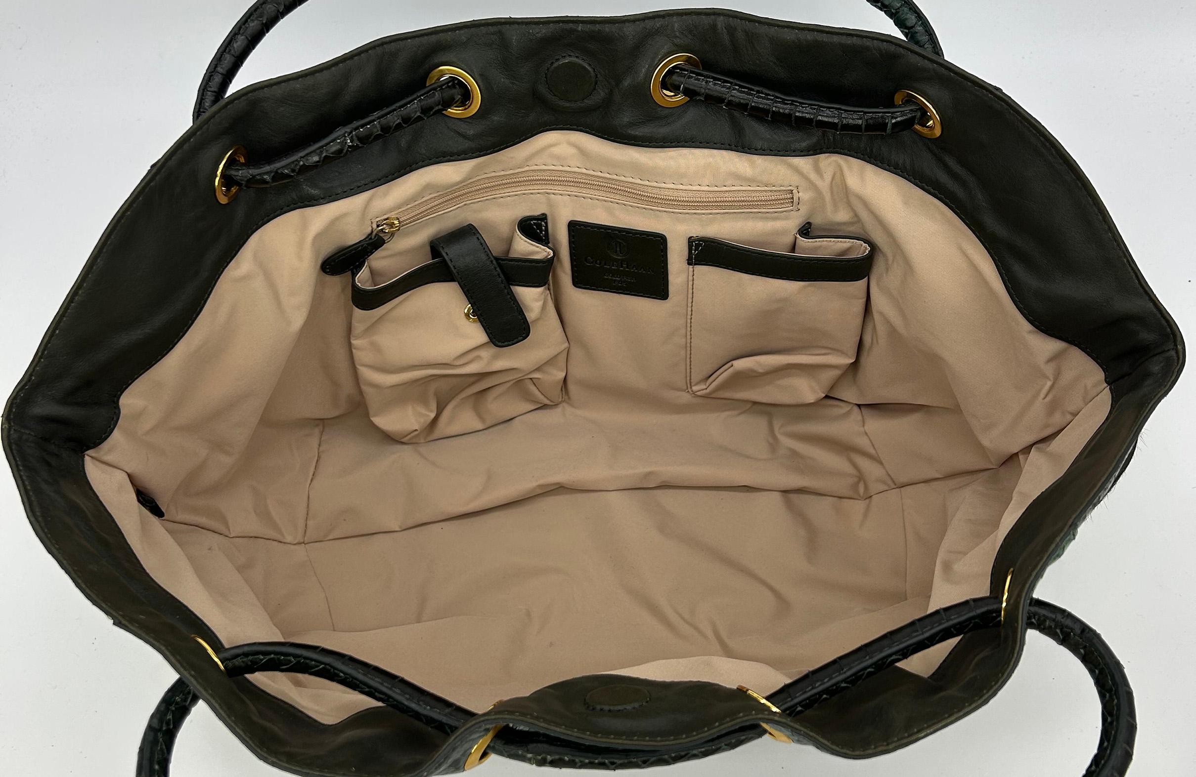 Cole Haan Goldfish Bag Vintage Pony Hair Python Leather Tote c2000s For Sale 10