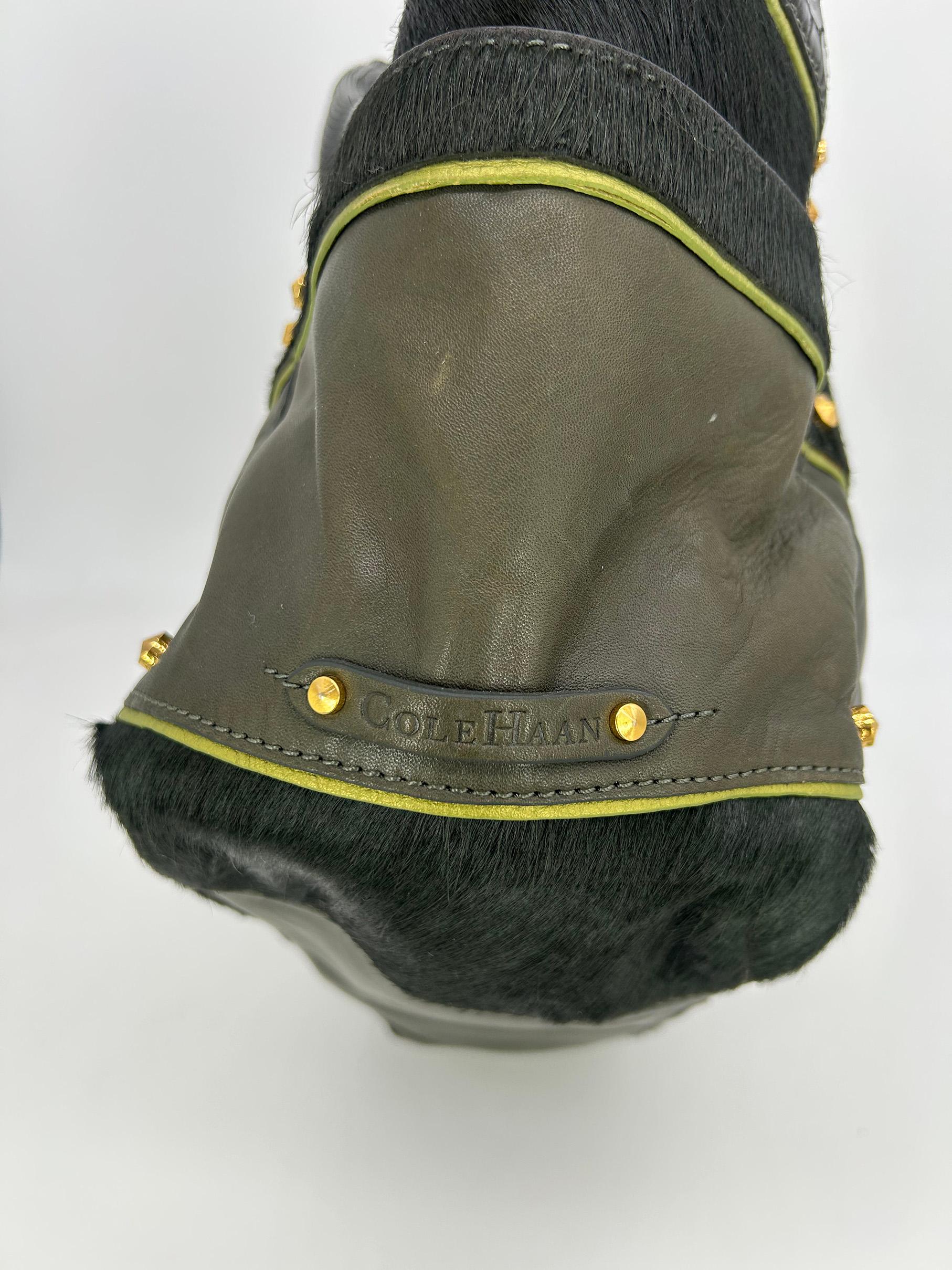 Cole Haan Goldfish Bag Vintage Pony Hair Python Leather Tote c2000s In Excellent Condition For Sale In Philadelphia, PA