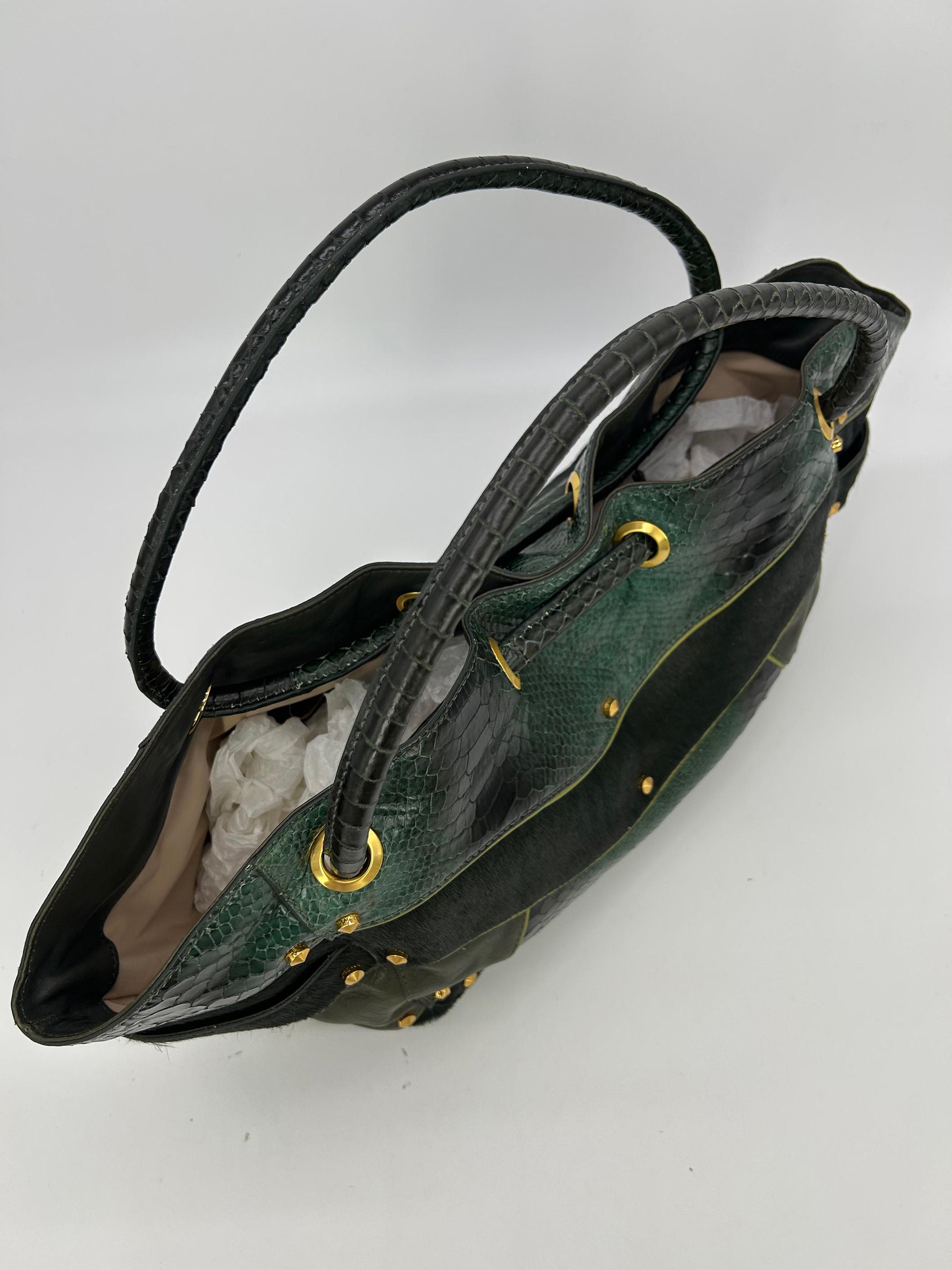 Cole Haan Goldfish Bag Vintage Pony Hair Python Leather Tote c2000s For Sale 1