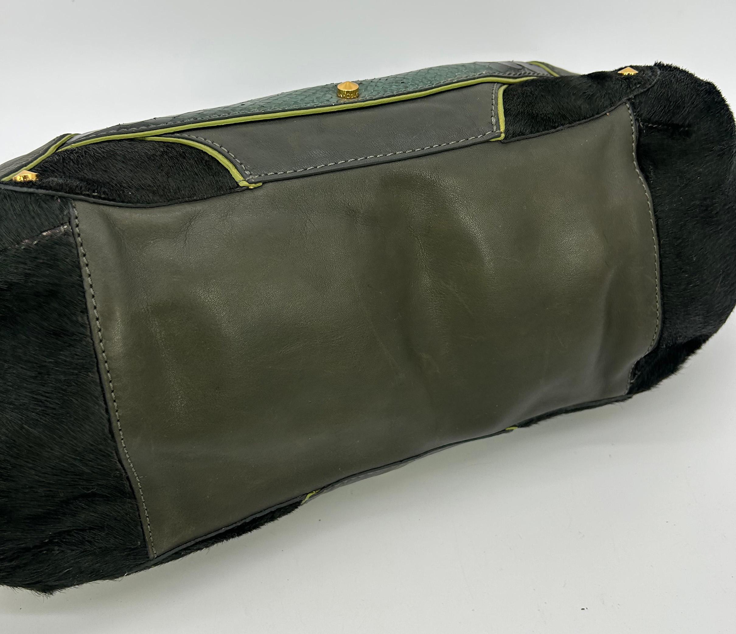 Cole Haan Goldfish Bag Vintage Pony Hair Python Leather Tote c2000s For Sale 4