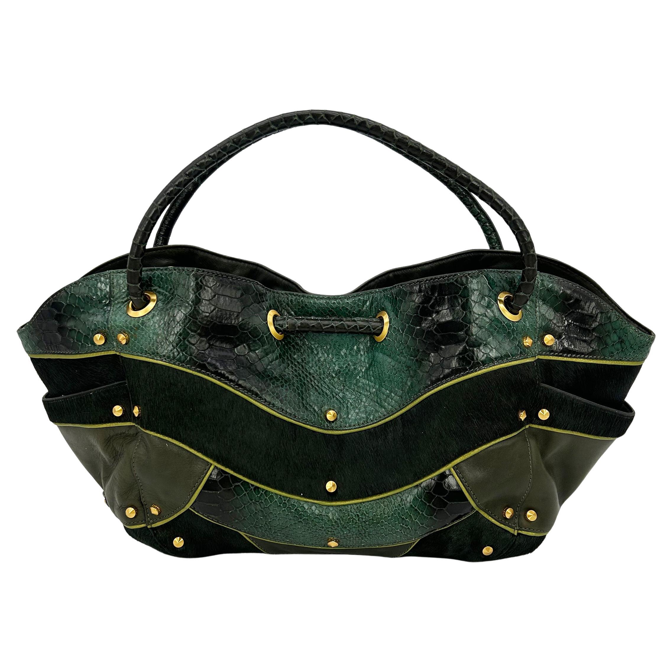 Cole Haan Goldfish Bag Vintage Pony Hair Python Leather Tote c2000s For Sale