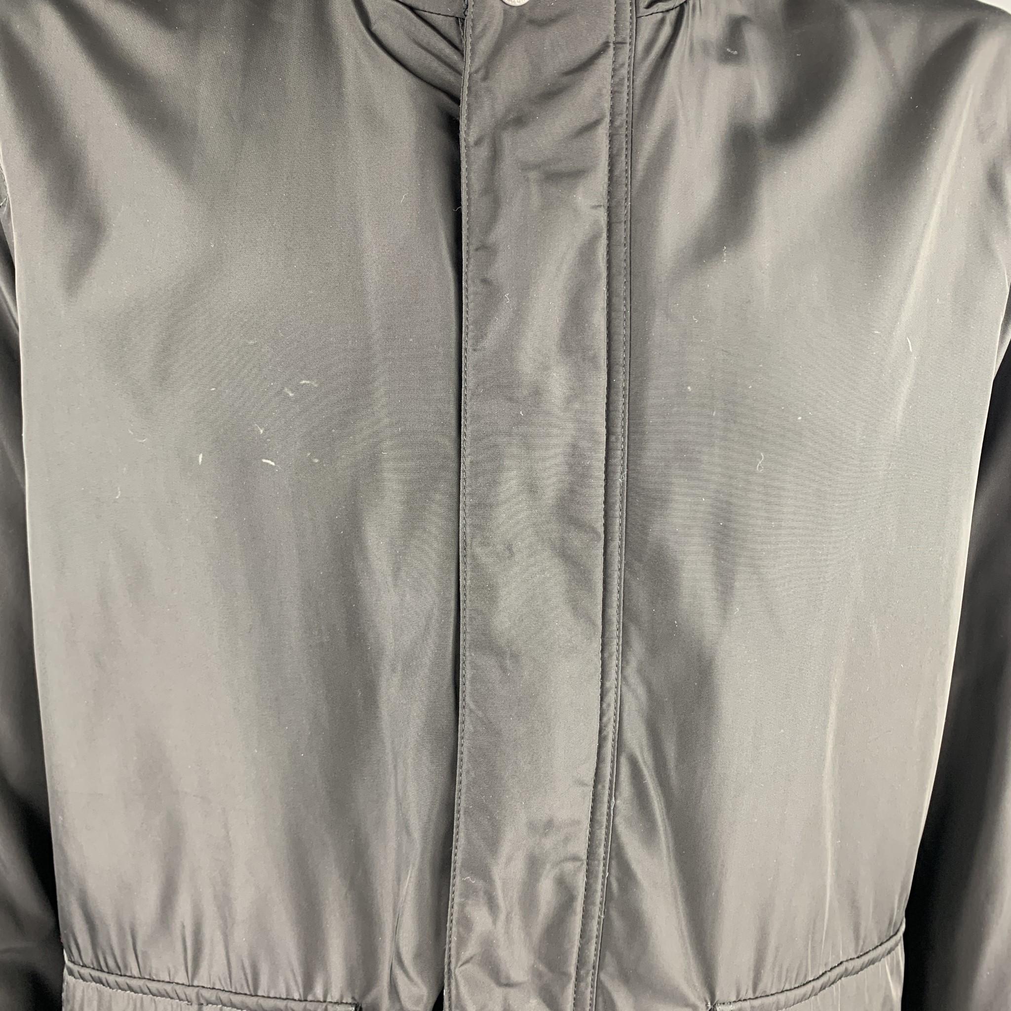 COLE HAAN L Black Polyester Zip & Snaps Jacket In Good Condition In San Francisco, CA