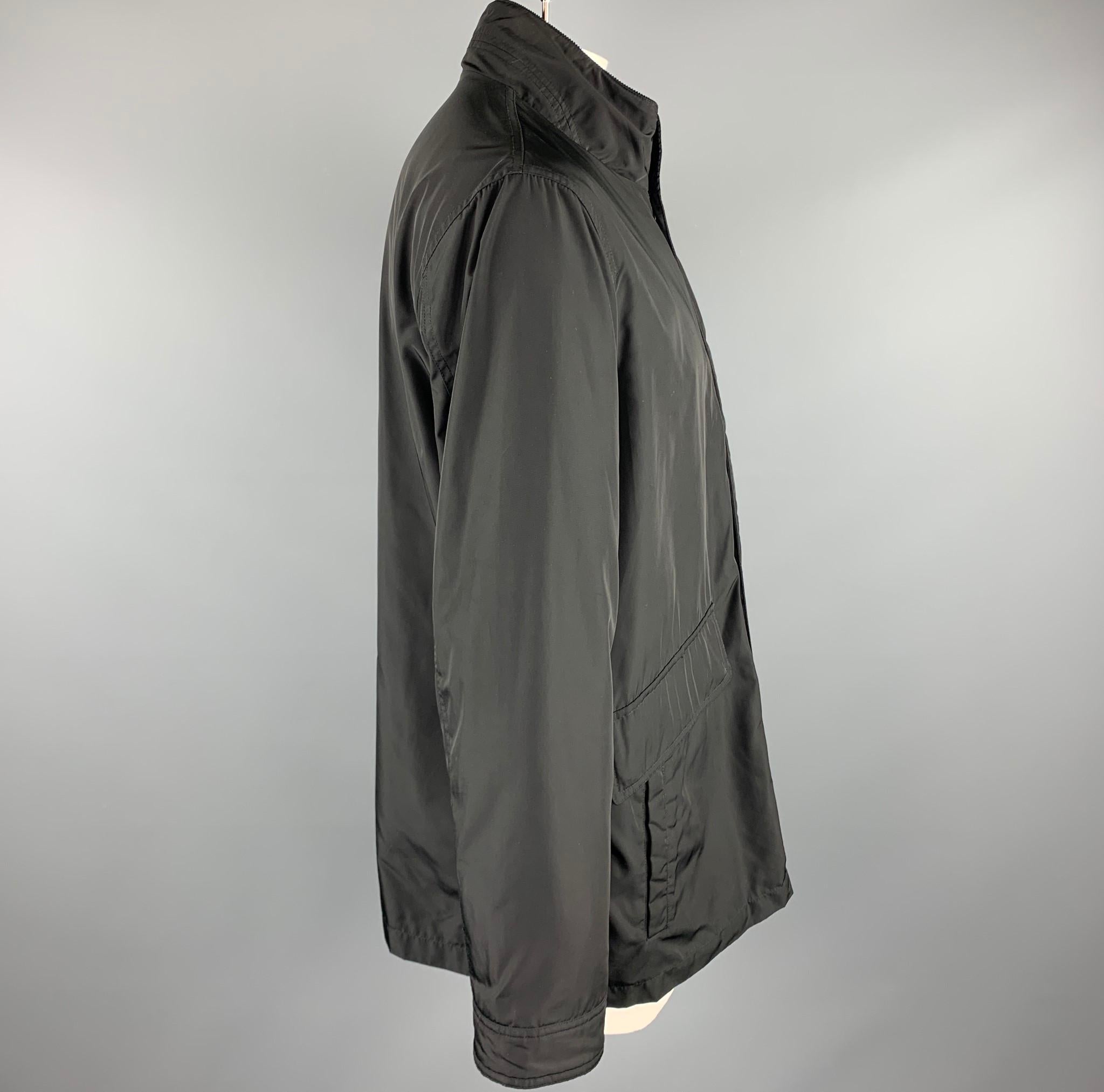 Men's COLE HAAN L Black Polyester Zip & Snaps Jacket
