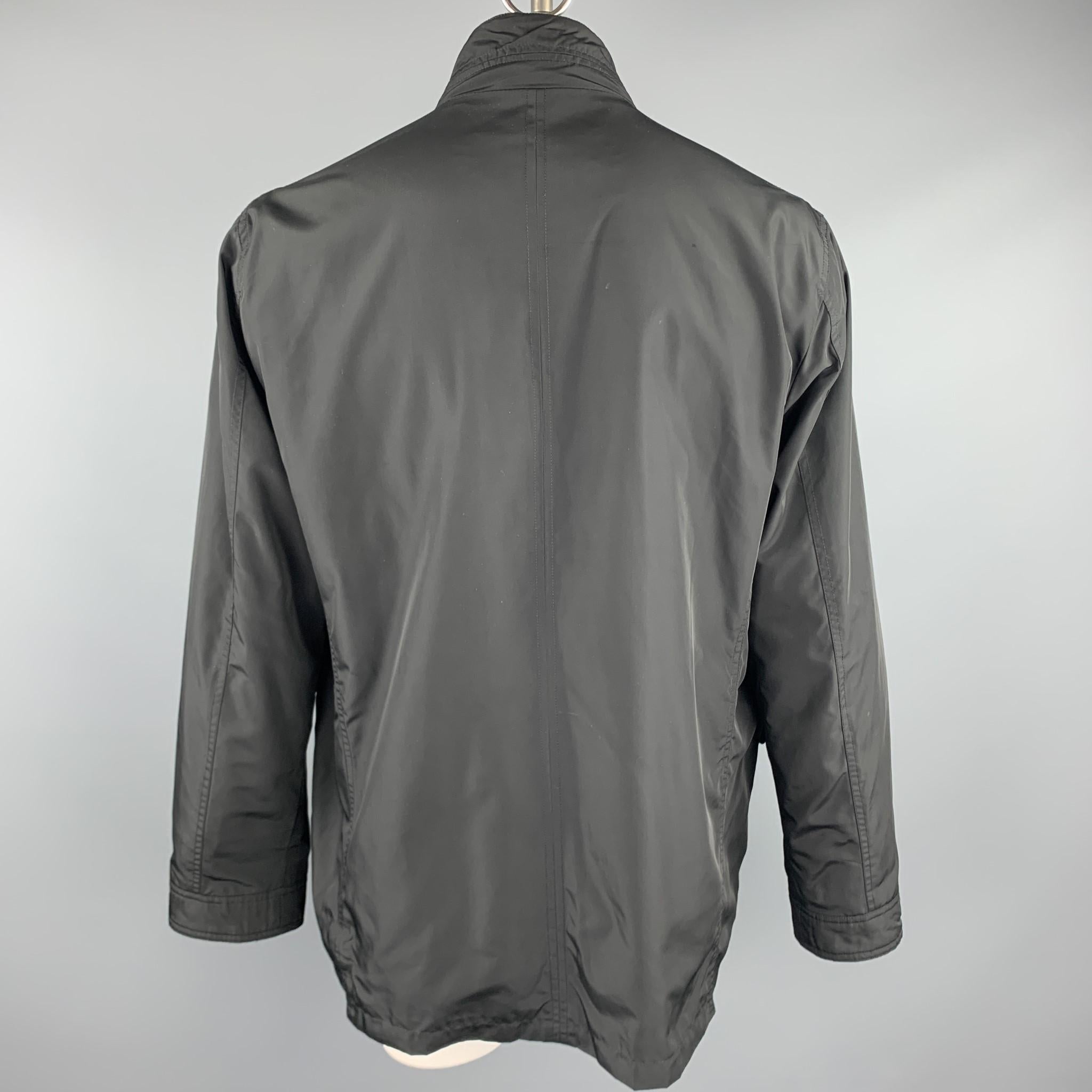 COLE HAAN L Black Polyester Zip & Snaps Jacket 1