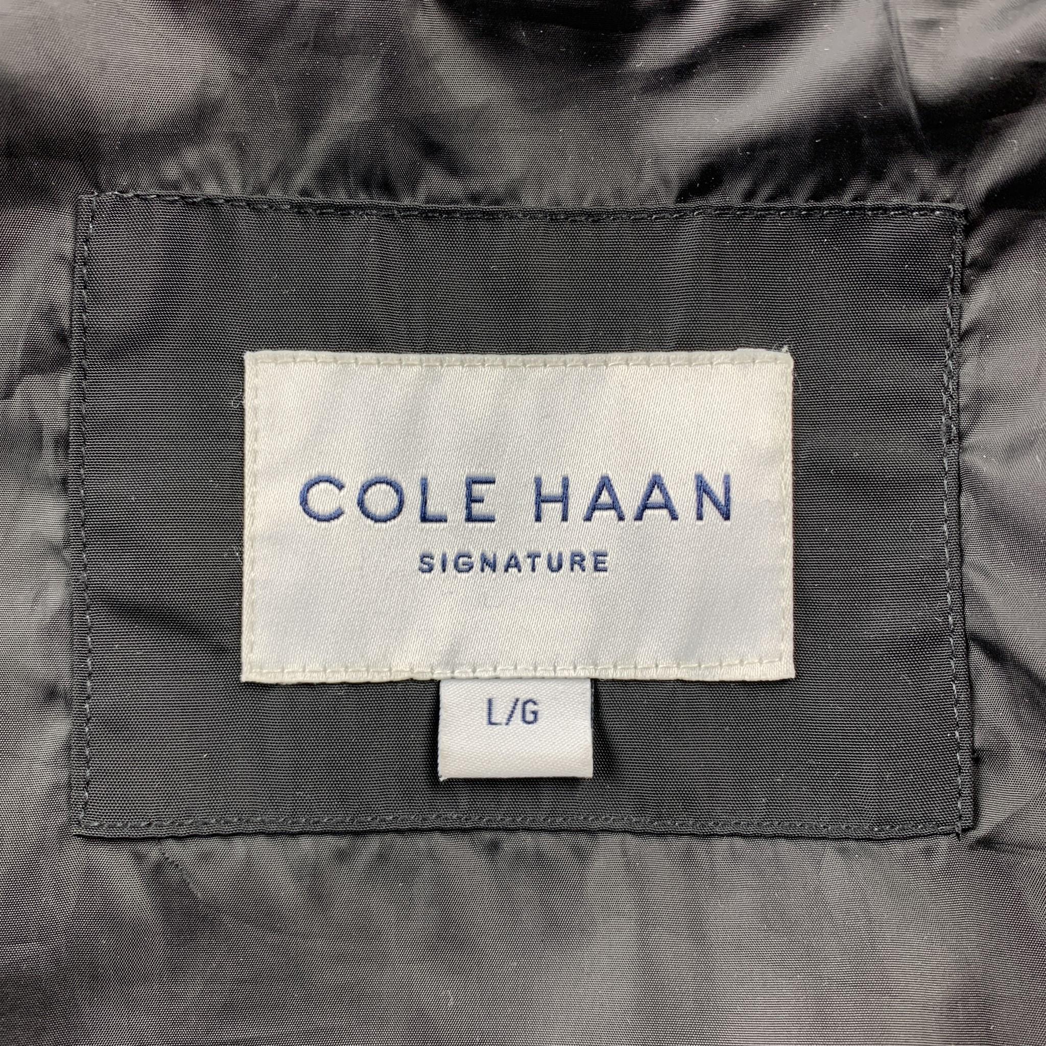 COLE HAAN L Black Polyester Zip & Snaps Jacket 2