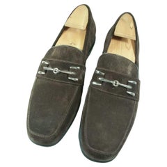 COLE HAAN/NIKE - Mocassini in pelle scamosciata marrone - Fibbia cromata - Misura 8.5 - Made in Italy