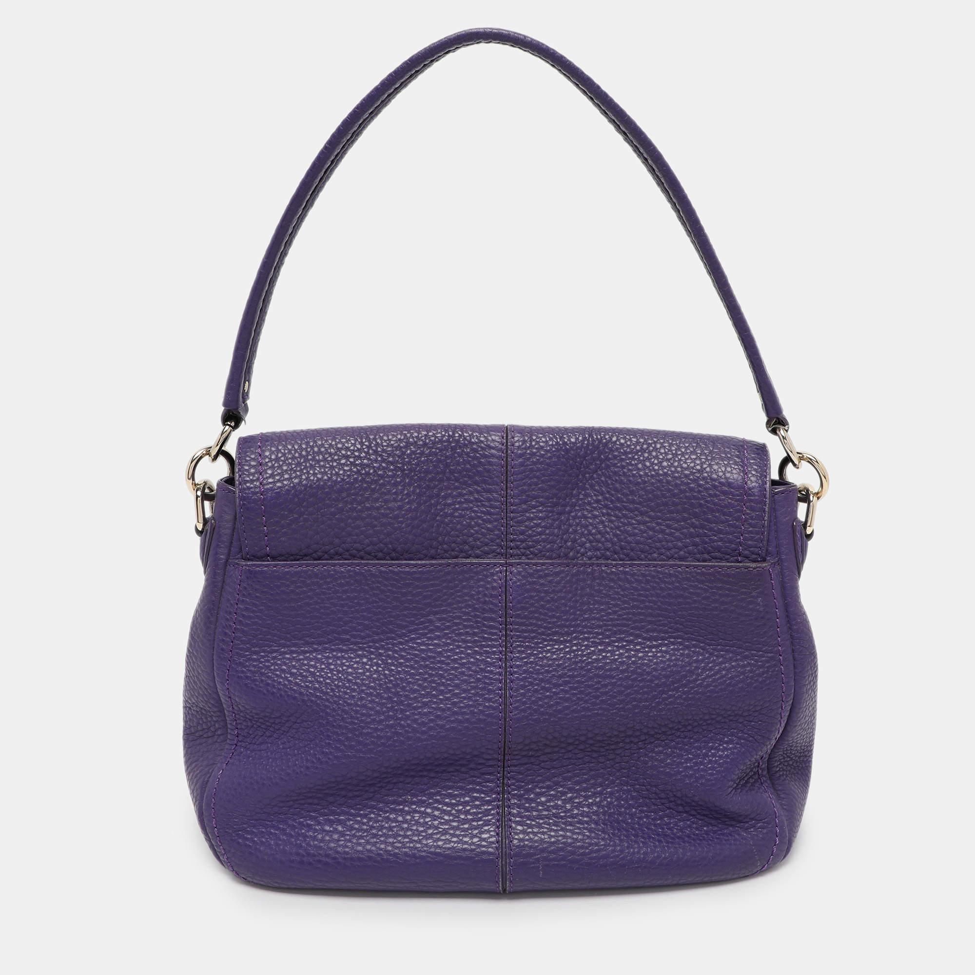 Women's Cole Haan Purple Leather Flap Crossbody Bag For Sale