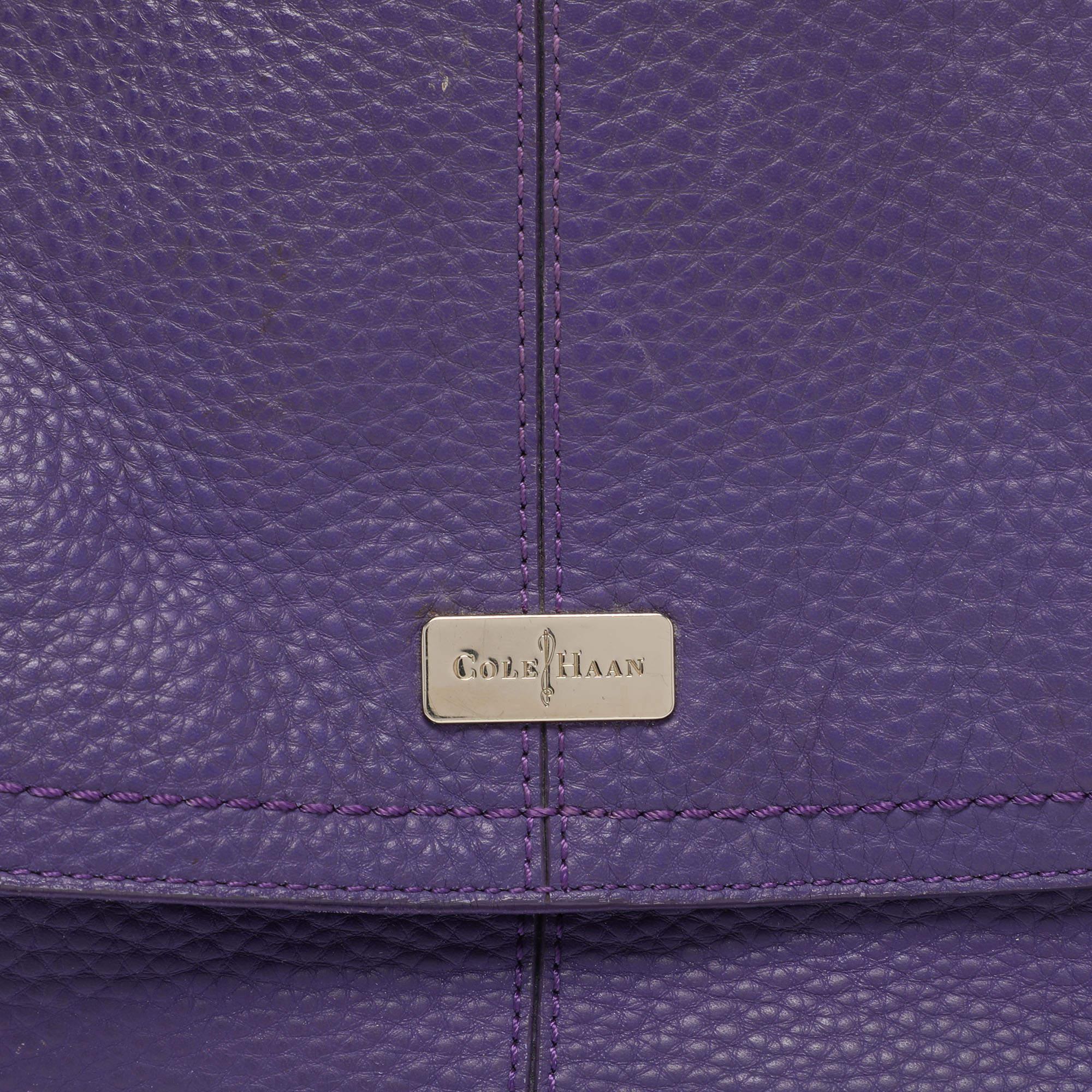 Cole Haan Purple Leather Flap Crossbody Bag For Sale 1
