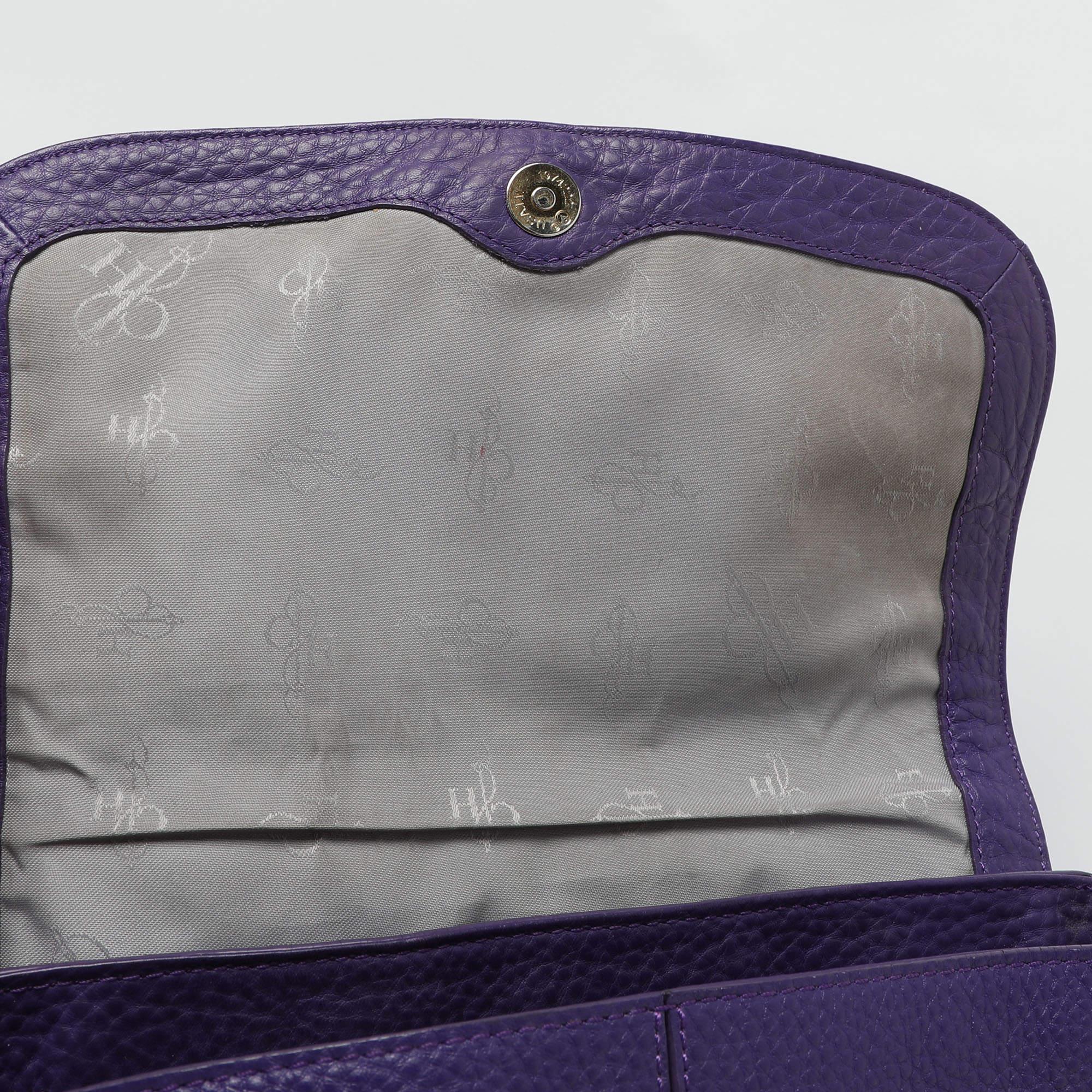 Cole Haan Purple Leather Flap Crossbody Bag For Sale 2