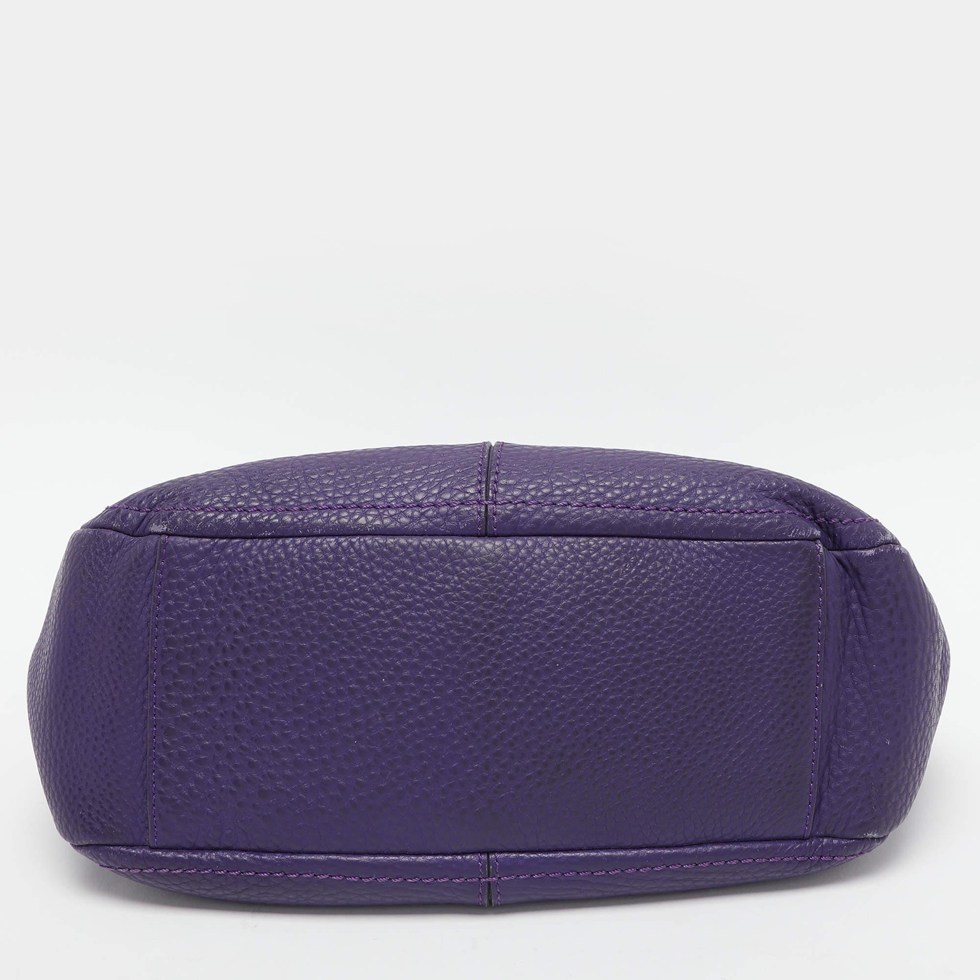 Cole Haan Purple Leather Flap Crossbody Bag For Sale 4