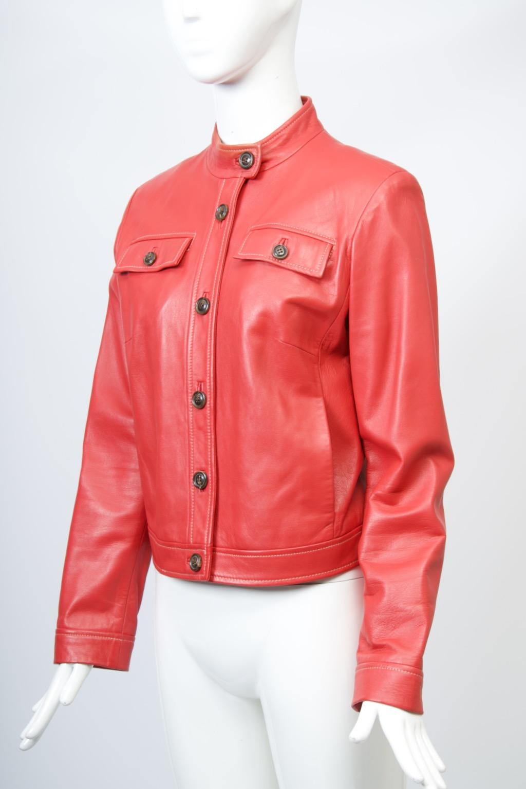 Chaqueta de piel roja Cole Haan en venta 5