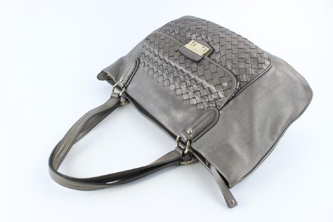 Gray Cole Haan Woven Tote 32mz0731 Grey Leather Shoulder Bag For Sale