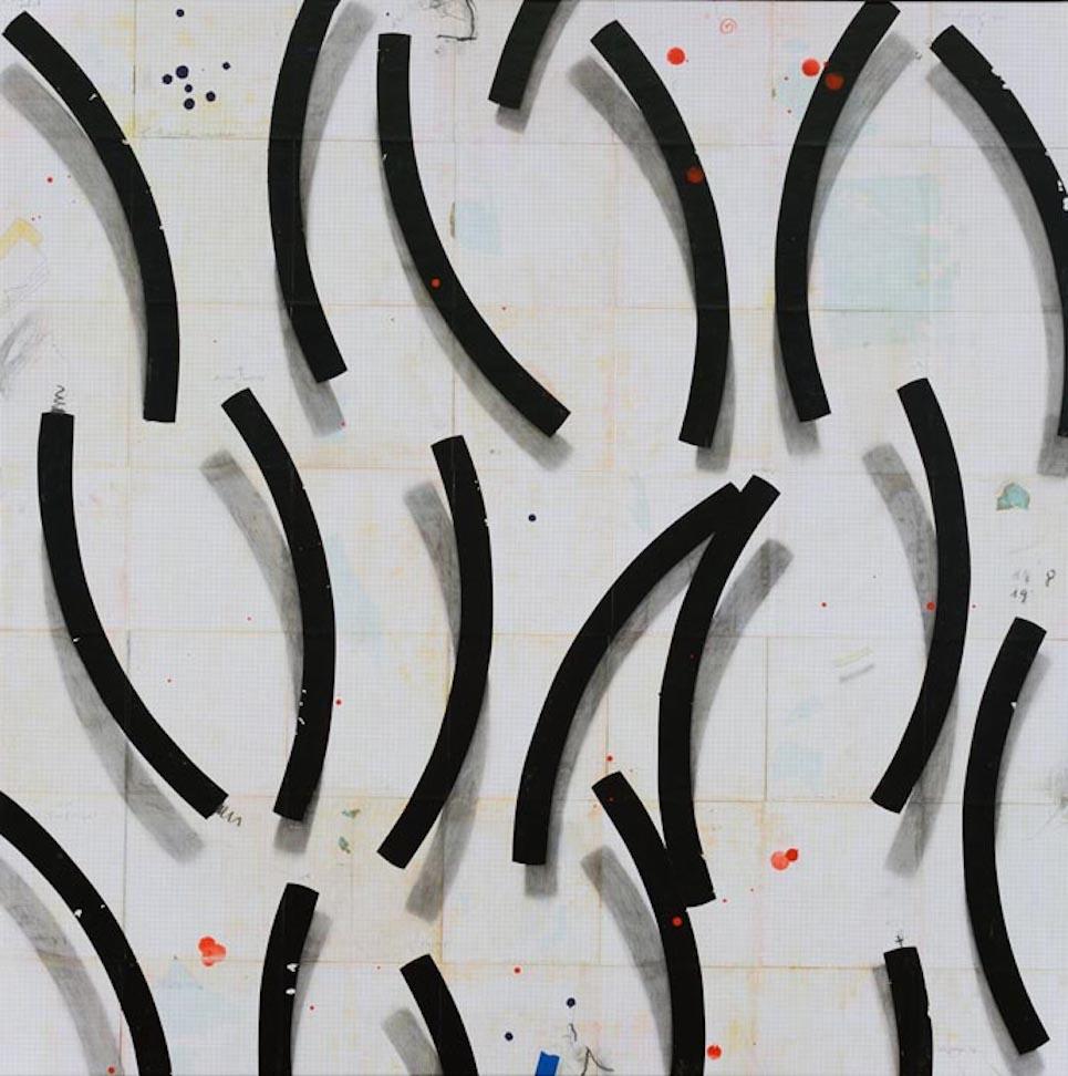 Cole Morgan Abstract Painting - "Cross Over, " Contemporary, Abstract, Monochromatic, Painting