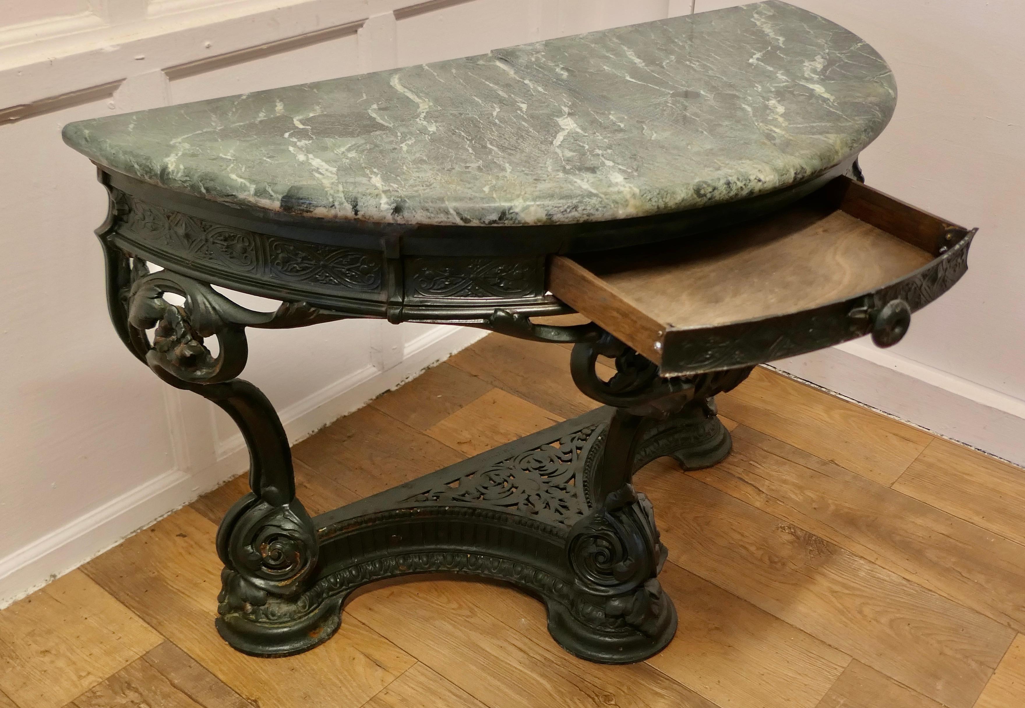Colebrookdale Art Nouveau Half Round Hall/Garden Table    For Sale 9