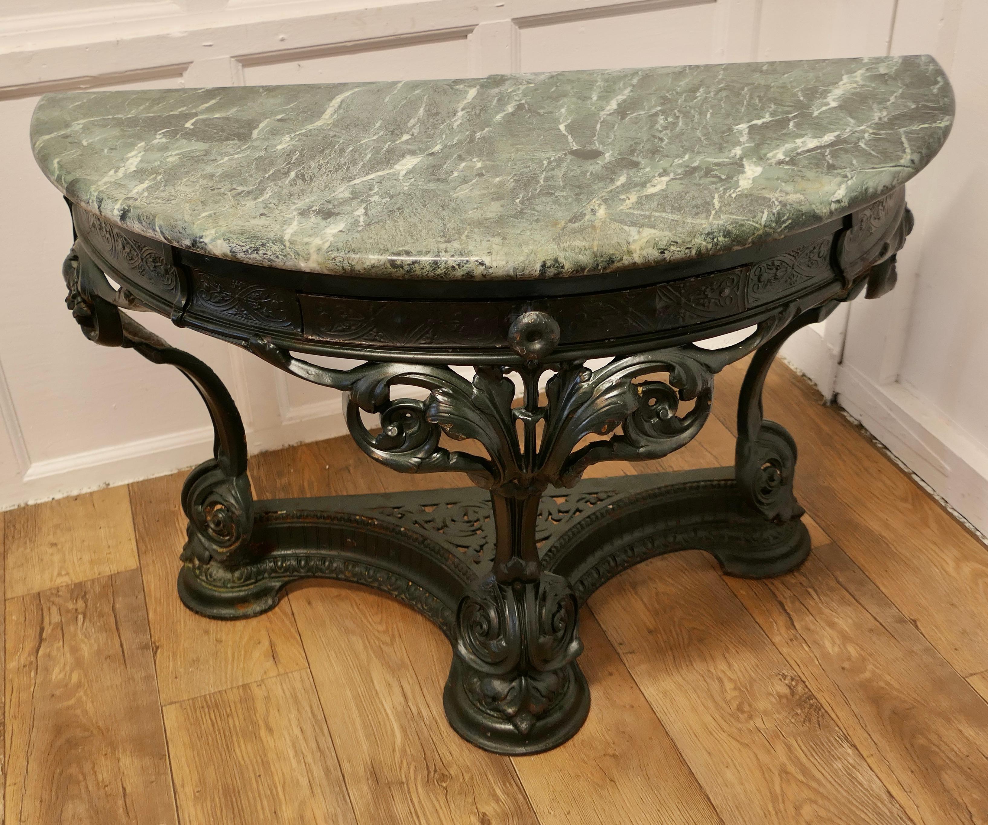 Late 19th Century Colebrookdale Art Nouveau Half Round Hall/Garden Table    For Sale