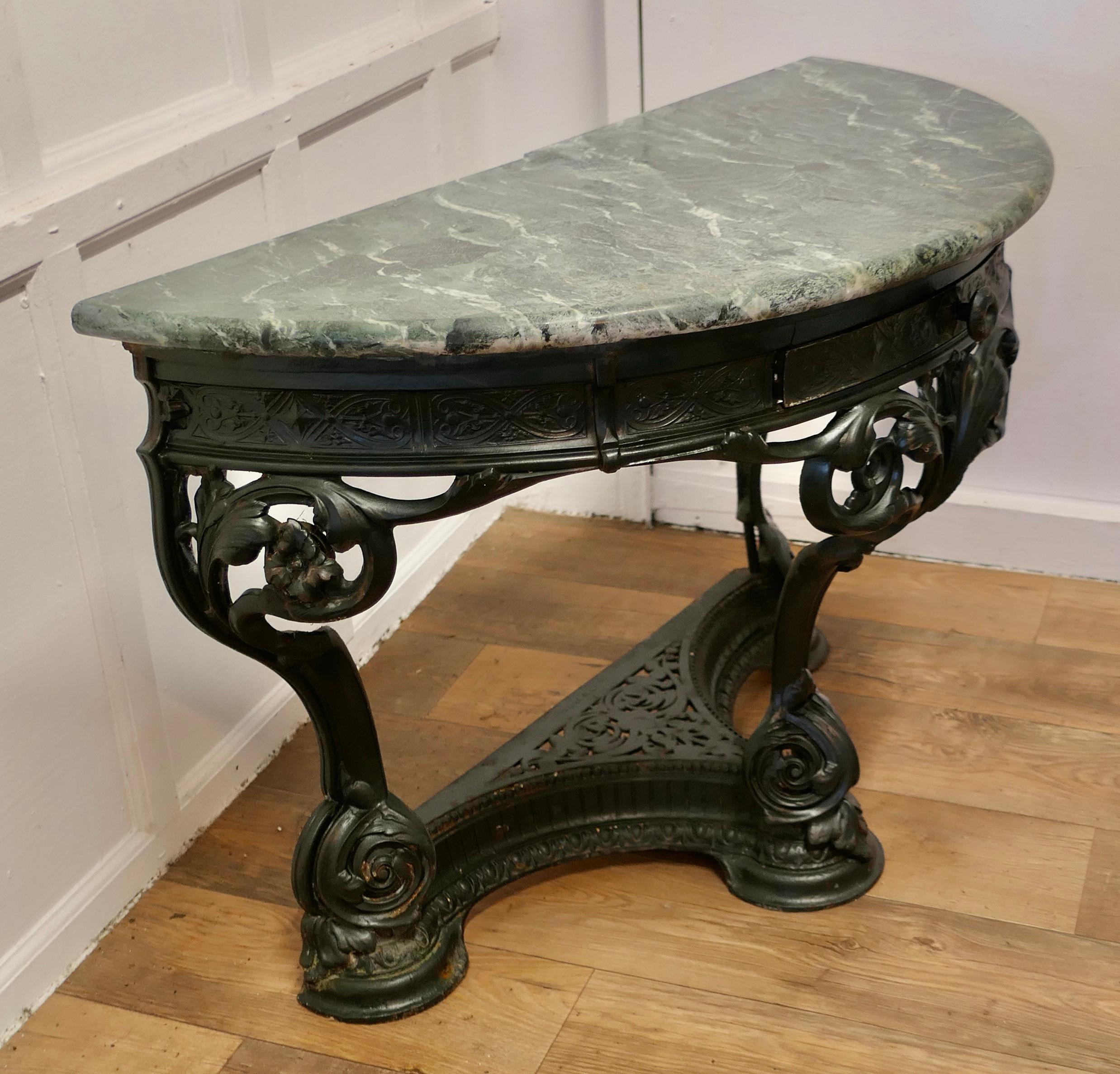 Colebrookdale Art Nouveau Half Round Hall/Garden Table    For Sale 1