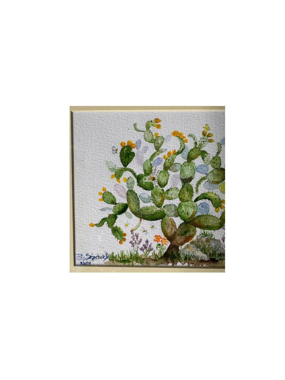 Colección Nopaleras de México .
Autor Rita Sánchez Domínguez.
Watercolor
Medidas: 20 x 25 cm 
Framed with plate sheet
Rita Sánchez Dominguez, an internationally recognized artist with work in private collections and museums, offers us, as a