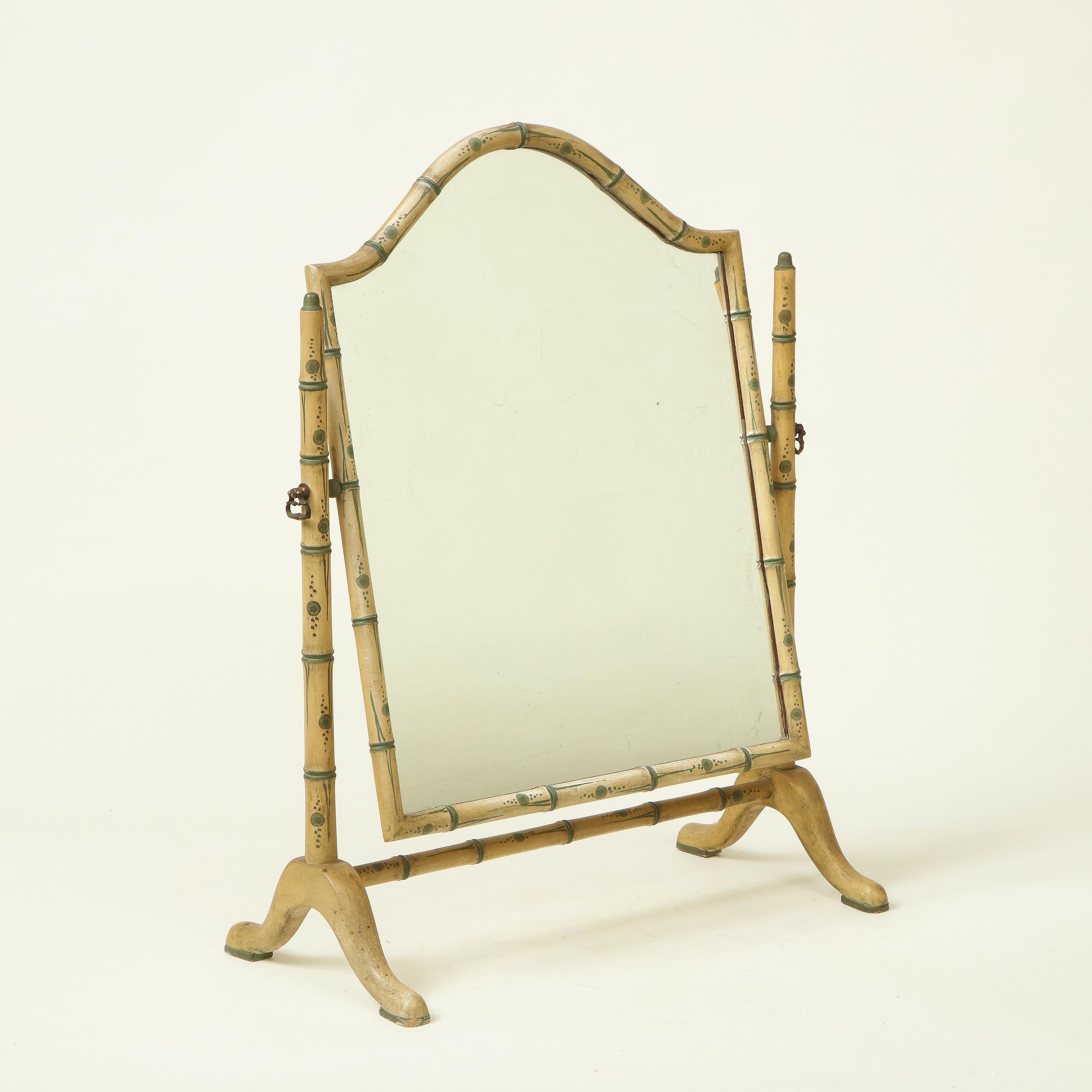 English Colefax and Fowler Faux Bamboo Dressing Mirror
