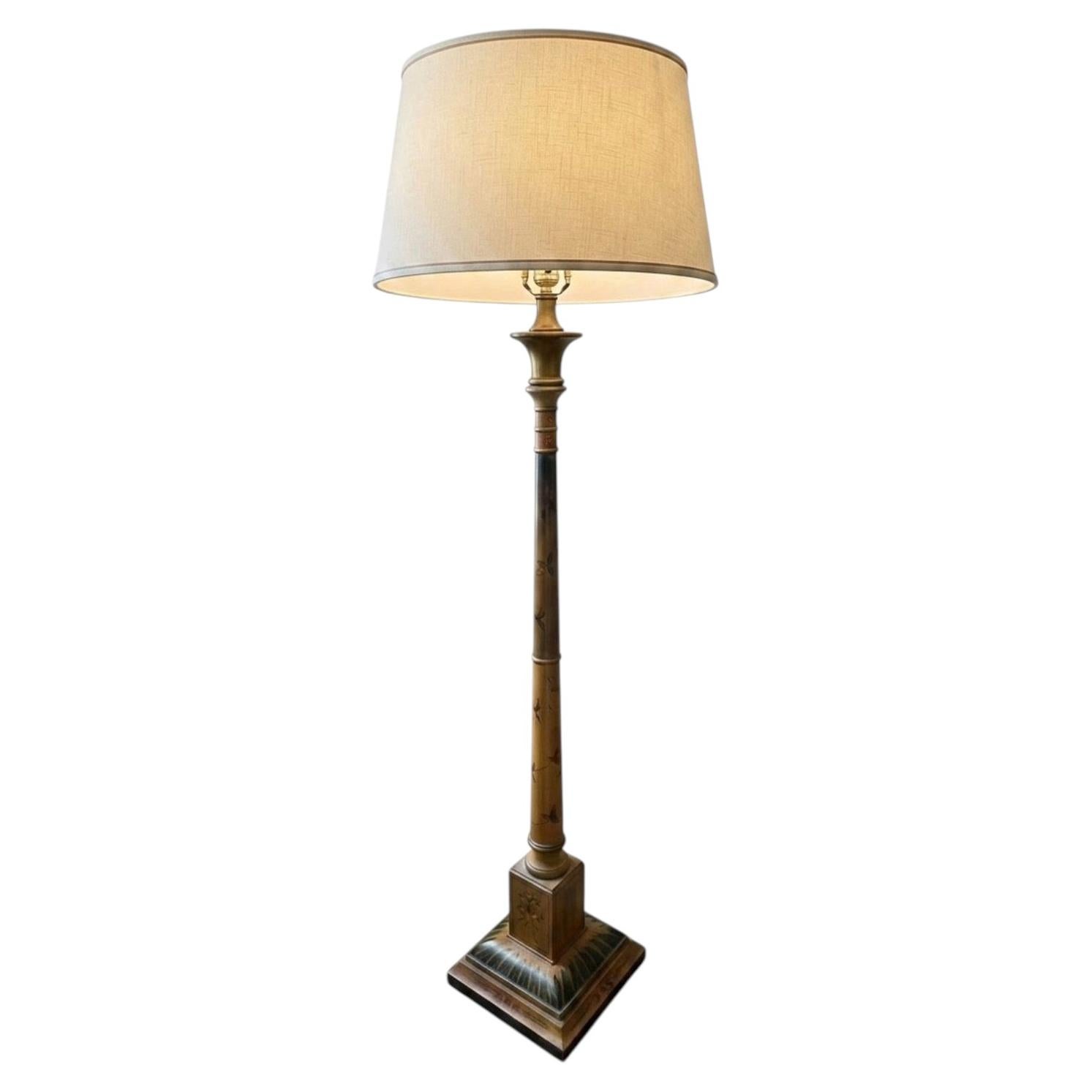 Colefax & Fowler Painted Wood Columnar Floor Lamp For Sale