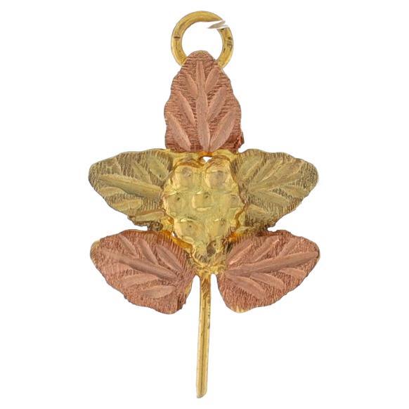 Coleman Co. Black Hills Gold Petite Pendant - Yellow Gold 14k Grape Leaf Spray For Sale