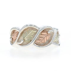 Coleman Co. Black Hills Statement Band - Sterling 925 Gold 12k Grape Leaves Ring